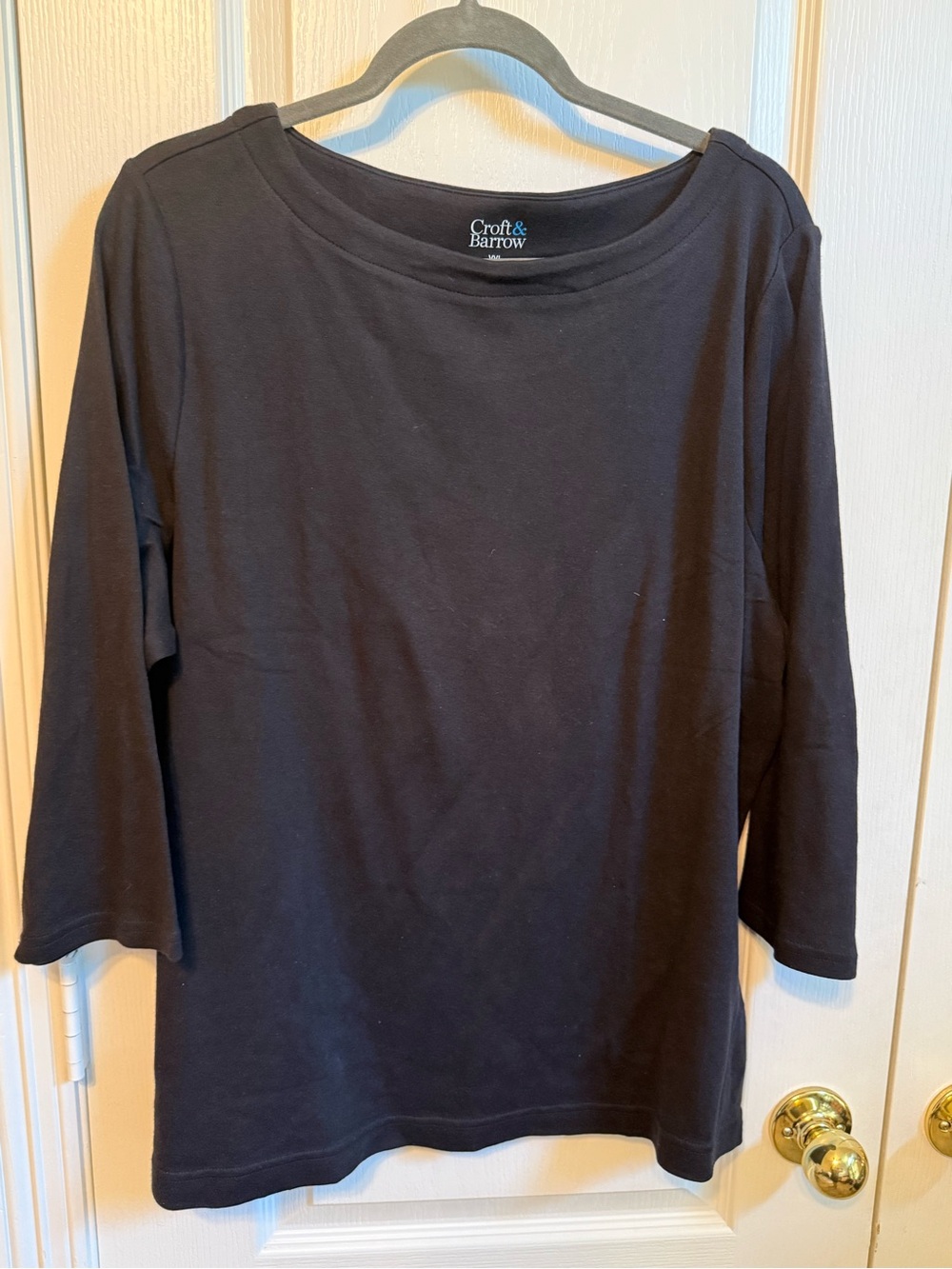 croft & barrow Black Long-Sleeve Boatneck Top
